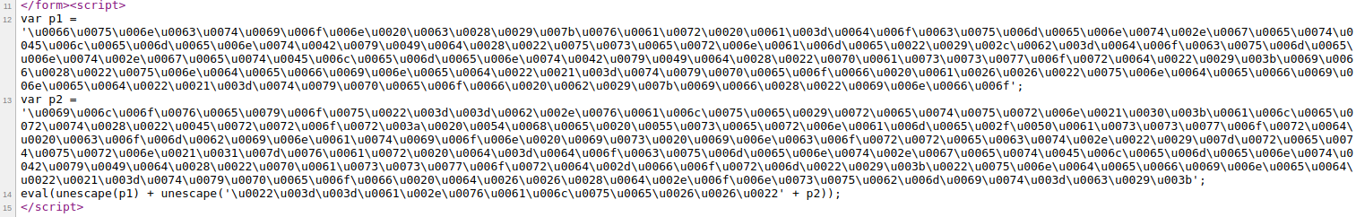 Unicode/hex encoded function